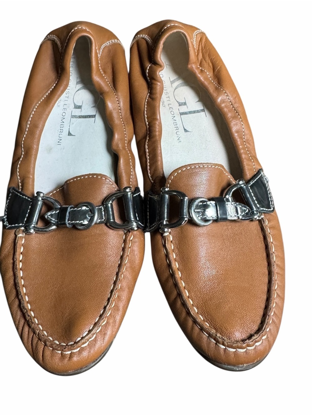 AGL Tan Leather Slip-On Loafers